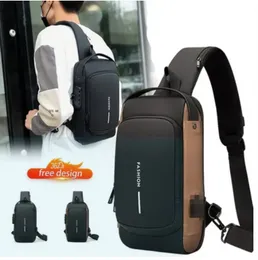 Chest bag for men crossbody water resistant usb shoulder travelling bag