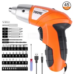 45 Pcs Rechargeable Screwdriver Drill Set | 600mAh Battery | Powerful DC Motor | Electric Cordless Screwdriver Kit with 