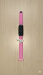 A Pink Cartoon Kids' Digital Electronic Watch with a Cinnamoroll-like character decoration