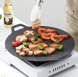 Korean-style Non-stick Smokeless Grill Pan Baking Tray Hot Plate Korean BBQ Grill Plate - 32cm