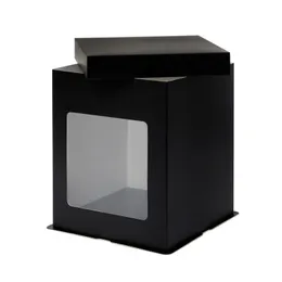 Tall Cake Box-Black (With window) - 12" x 12" x 6" (With Window)