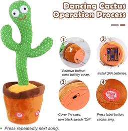 Kids Dancing Talking Cactus Toys for Baby Boys and Girls, Singing Mimicking Recording Repeating What You Say Sunny Cactu