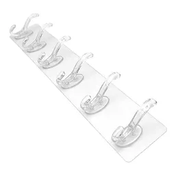 Self-Adhesive Multi-Purpose 6 Hook Sticker – Heavy Duty Transparent Wall Hooks, Waterproof & Reusable Hanging Hooks for 