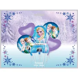 5 Pcs Frozen Fever Foil Balloon Pack - Themed Birthday Party Balloons for Kids - Party Decorations Frozen Doll Design