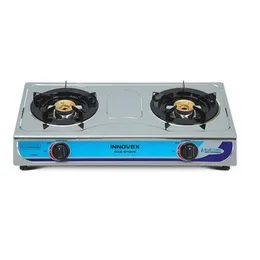 Innovex IGS006 Double Burner Gas Cooker – Stainless Steel, Brass Burner Cap