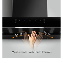 ‘T’ Shape Cooker Hood with Motion and Touch Control (Black) 60cm