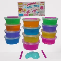 Crystal Colour Magic Clay Slime Pack 12 Pcs for Creative Play Colorful DIY Slime for Kids