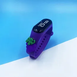 Children's LED Digital Bracelet Watch – Purple Silicone Band with Grape Charm