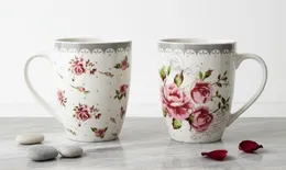 Flower Ceramic Mugs With Handle Floral Mugs Porcelain Bone China Tea Mug Coffee Cups Large Coffee Mugs Home Decor