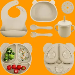 Silicone Baby Feeding Set with Suction Plate & Bib | Complete 6-Piece Weaning Kit for Infants & Toddlers.