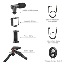 Vlogging Kit with Ball Head | Tripod | Smartphone Holder | Flexible Arm | for Live Streaming and Selfie, Video Recording