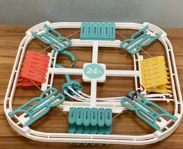 Cloth Drying Hanger Rack with 24 Clip Square Rack