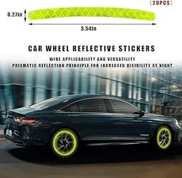 20pcs Reflective Wheel Rim Stripe Decal Stickers – Universal Night Safety Decoration Stripes for Car, Motorcycle, Bicycl