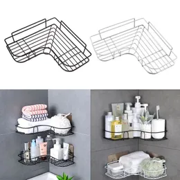 1 Pack Corner Shower Caddy, Metal Corner Bathroom Shelf, No Drilling Wall Mounted Triangle Basket Storage Organizer Rack