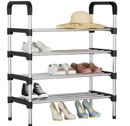 Shoe Rack 4-Tiers Shoe Storage Organizer (Black) 56 * 30 * 80 CM - Easy to Assemble 4 Layer