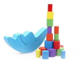 ESUN Kids Wood Rainbow Moon Boat Building Blocks Baby Montessori Educational Learning Wooden Toy for Child Stacking Bala