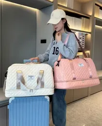 Lightweight Rhombic Lattice Travel Dufile Bag , Large Capacity Sports Fitness Storage Bag, Portable Weekender Overnight 