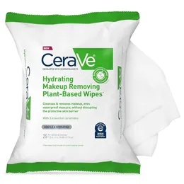 CeraVe Hydrating Makeup Removing Plant-Based Wipes – Gentle Cleanse for Face and Eyes (25 Count)