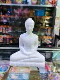 Elegant White Buddha Statue – Peaceful Sitting Pose for Home, Office & Car Dashboard
