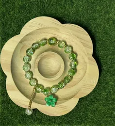 Elegant Green Double Shaded Glass Beads Bracelet 16cm with Cute Charms Women's Fashion Jewelry Gift
