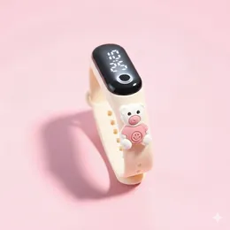 Cream Silicone Smart Fitness Band Watch with Cute Teddy Bear Strap