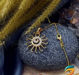 Gold Plated Guaranteed  01mm Box Chain with Medium Derana Sun Pendant Necklace for Ladies