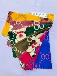 Colorful Plush Microfiber Face Towels with Teddy & Pattern Prints 6Pcs Set