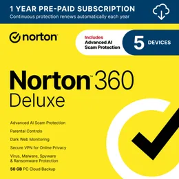 Norton 360 Deluxe 2025 (1 Year, 5 Devices)