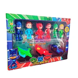 9 Pcs PJ Masks Collectible Figure Set with Vehicles Little Hero Out Play Set 3+(null)