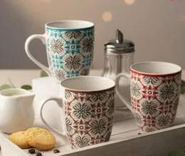 Geometric Multi-coloured Ceramic Tea Coffee Mug Dishwasher Microwave safe