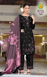 Women’s Black Embroidered Style Shalwar Material with Designer Dupatta