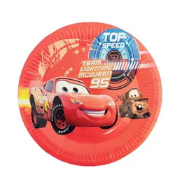 10 Pcs Cars Movie Theme Paper Plates, Paper Cups & Paper Tissues for Birthday Parties - Disney Cars Lightning McQueen