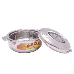 Topaz Classic Double Wall Insulated Hot Pot, Stainless Steel Casserole, 4000 ml, Silver