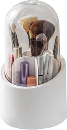 Makeup Storage Organizer – Transparent Brush Holder Box with Lid – Dust-Proof Cosmetic Organizer for Vanity, Bathroom Co