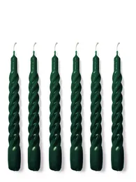 Dark Green Spiral Wax Candles, 8 Inch 12 Pcs Decorative Taper Candles for Party & Home Décor