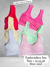 Elegant Embroidery Bra for Women – Free Size (32, 34, 36)