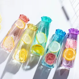 Diamond shaped clear Glass Water Bottles,480ml