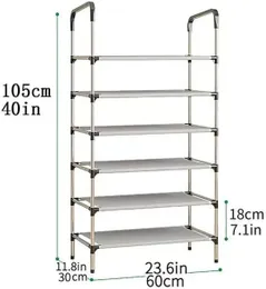 6 Layer Solid Steel Shoe Rack Multi-layer Shoes Cabinet Storage Organizer Living Room Bedroom Space