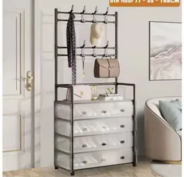 Cloth and Shoe Rack Black 5 Tier Layer Modern Luxury Living Furniture Holder Shelf Stand Metal Rack Organizer Shoe Stora