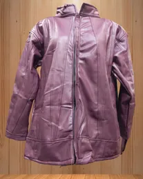 Trendy Purple Faux Leather Jacket  – Winter Fashion Wear