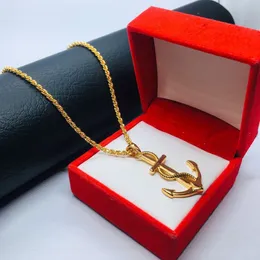 Gold Plated Soft Rope Chain With Anchor Pendant  For Women.