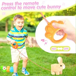 Electronic Plush Rabbit Toy Robot Bunny Walking Jumping Running Animal Shake Ears Cute Electric Pet for Kids Birthday Gi