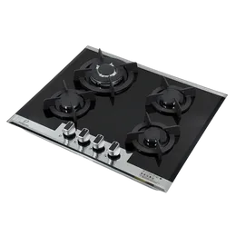 Premium 4 Burner Glass Top Cooker Hob with Flame Failure Device (FFD) Black