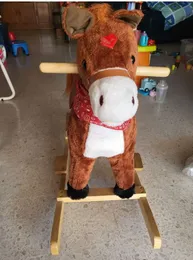 Plush rocking horse with sound & wooden base