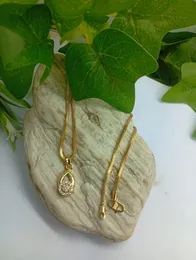 Flex Chain with Sparkling Teardrop Pendant with Crystal Stones