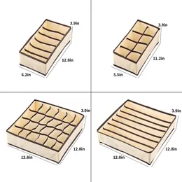 4 PC's Foldable Cloth Storage Box Drawer Divider Organizer Closet Storage Clothing Storage Organizers Box for Socks Bra 