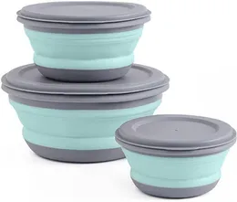 3PCs Collapsible Bowl Sets Portable Silicone Bowl Collapsible Washing Up Bowl Multipurpose Folding Bowl Ideal for School