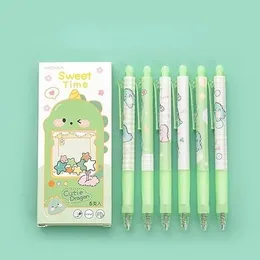 Erasable Gel Pens Pack – 1/6/12 Pcs Cute Cartoon Print, 0.5mm Black & Blue Ink – Kawaii Aesthetic Retractable Pens with 