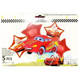 5 Pcs Cars Movie Foil Balloon Pack - Themed Birthday Party Balloons for Kids - Party Decorations Cars Design