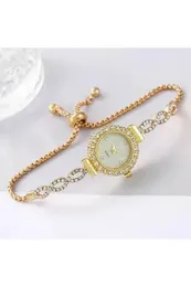 New Women Fashion Clover Rhinestone Drawstring Bracelet watch for girls and women’s